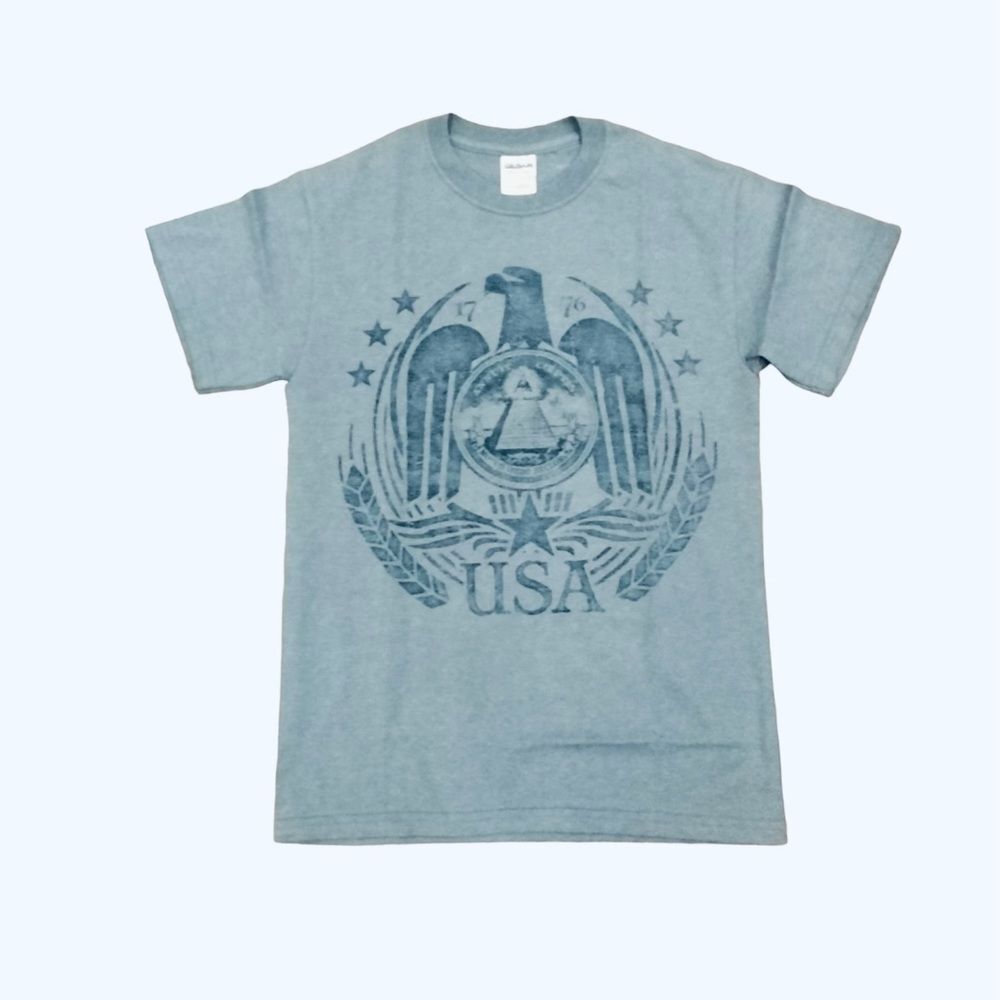 USA Eagle Shield Unisex SMALL Heather Blue Short Sleeve T-Shirt NEW